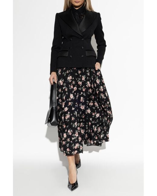 Dolce & Gabbana Black Silk Skirt With Floral Motif