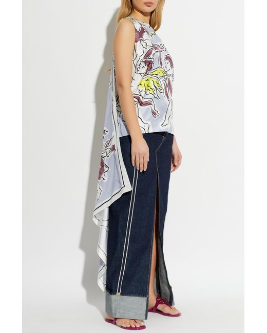 Tory Burch White Silk Top With Scarf