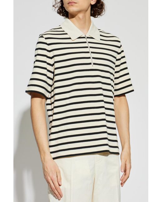 Jil Sander Black Striped Pattern Polo for men