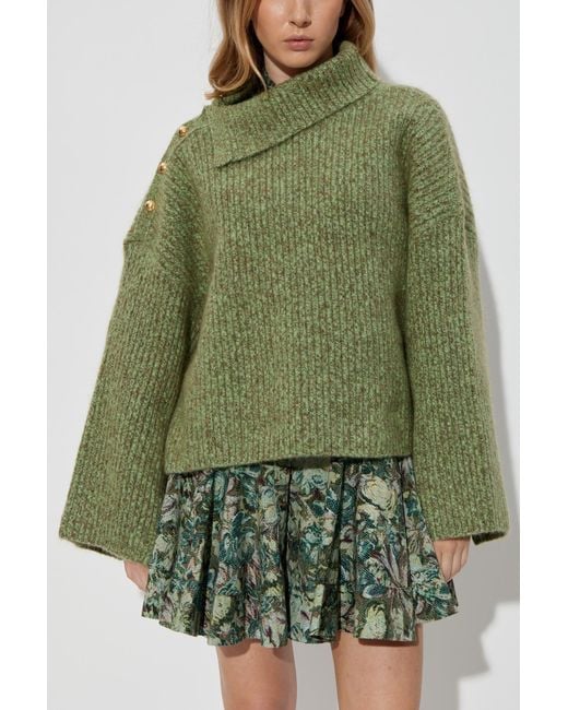 Ganni Green Wool Turtleneck