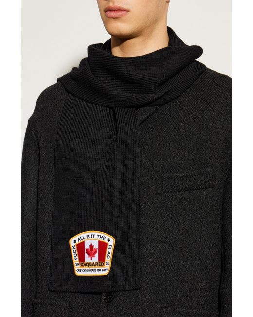 DSquared² Black Wool Scarf for men