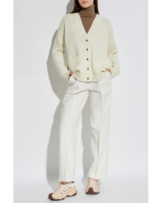 Moncler White Wool Cardigan With Pockets