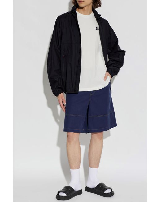 Moncler White T-Shirt With Logo Patch for men