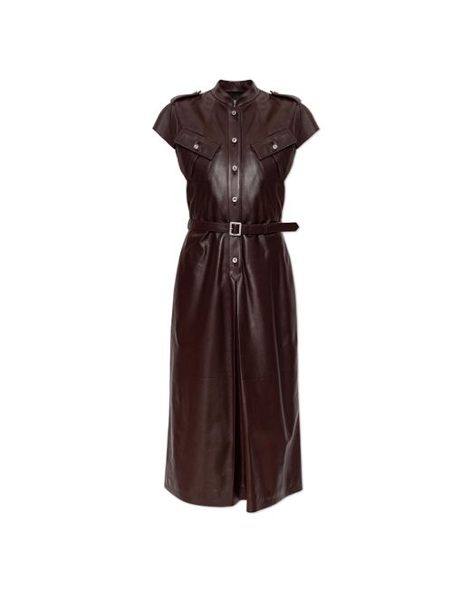 McQueen Brown Leather Dress With Belt
