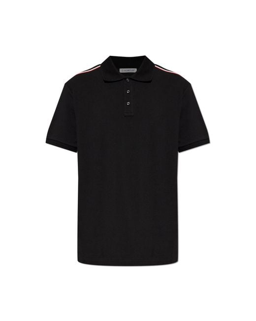 Moncler Black Polo With Logo Patch for men