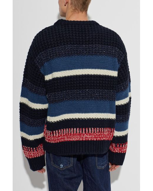 DSquared² Blue Sweater With Stripe Pattern for men