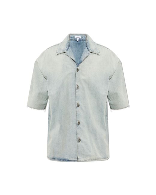 Loewe Blue Denim Shirt With Short Sleeves for men