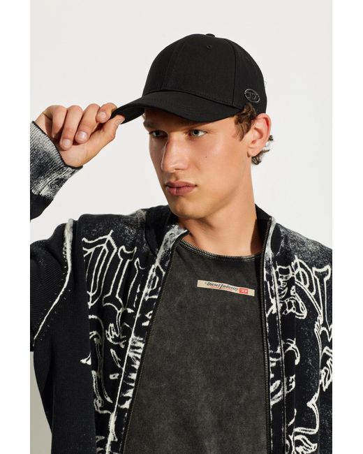 DIESEL Black Cap With Visor 'C-Zav' for men