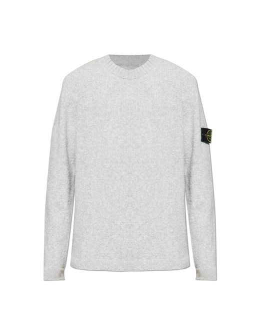Stone Island White Wool Sweater for men