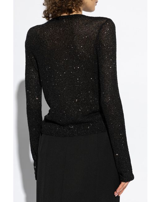 Balenciaga Black Top With Sequin Trim