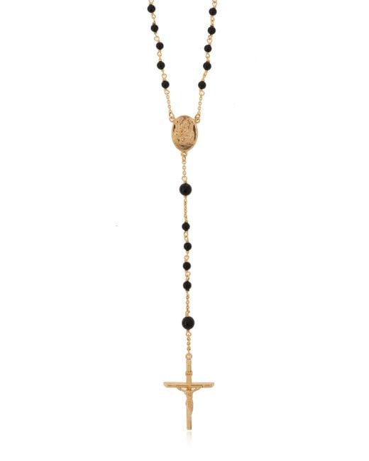 Dolce & Gabbana Blue Necklace With Religious Motif for men
