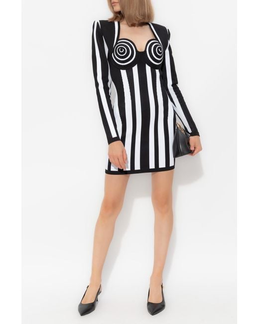 Balmain Black Dress With Striped Pattern