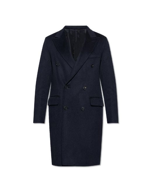 Brioni Blue Double-breasted Coat for men
