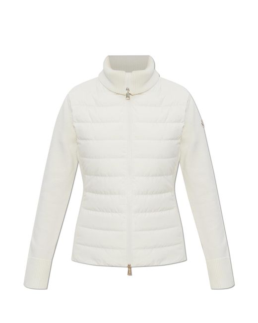 Moncler Natural Cardigan With Stand-Up Collar