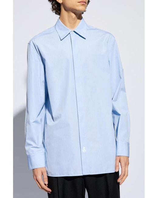 Jil Sander Blue Striped Pattern Shirt, for men