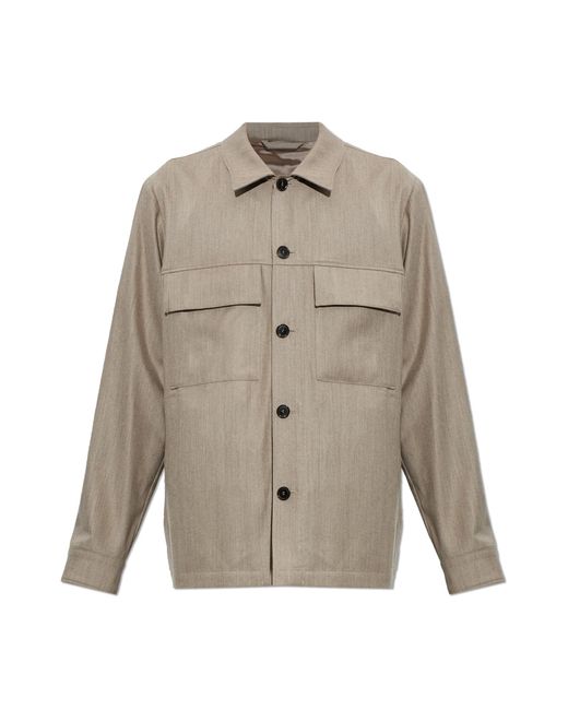 Paul Smith Natural Wool Shirt With Pockets for men