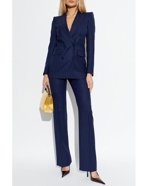 Tom Ford Blue Wool Pleated Trousers