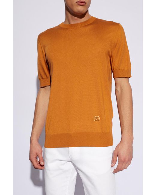 Dolce & Gabbana Orange Knit T-shirt, for men