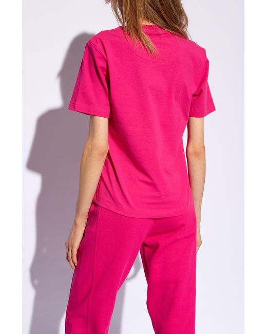 Adidas By Stella McCartney Pink Logo-print Crew-neck T-shirt