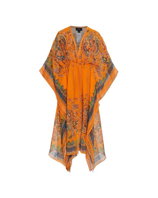 Etro Orange Beach Dress With Print