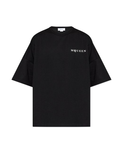 Alexander McQueen Black T-Shirt With Logo for men