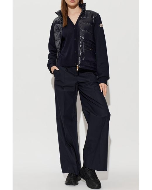 Moncler Blue Sweatshirt With Quilted Front