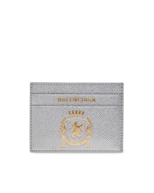 Balenciaga Gray Leather Card Holder With Logo for men