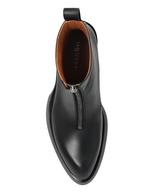 Alexander McQueen Black Leather Ankle Boots for men