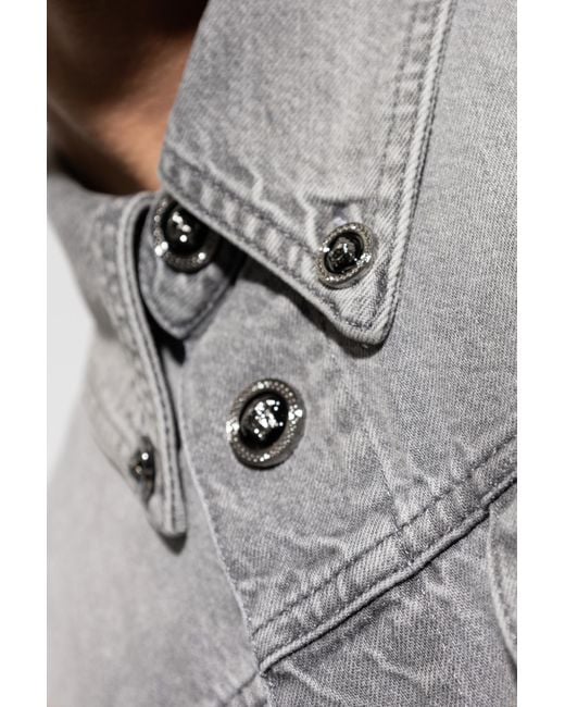 Versace Gray Denim Jacket With Logo for men