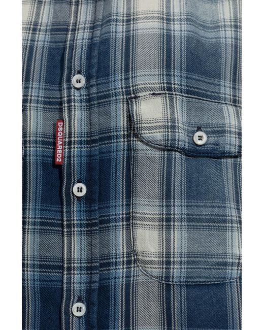 DSquared² Blue Plaid Pattern Shirt