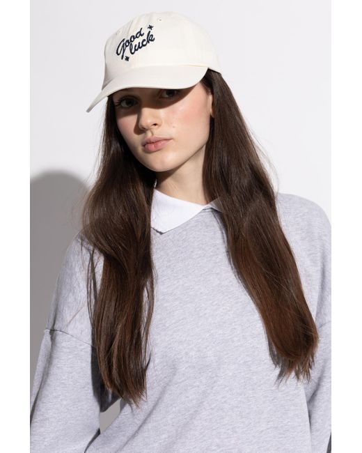 The Upside White Baseball Cap "Good Luck"