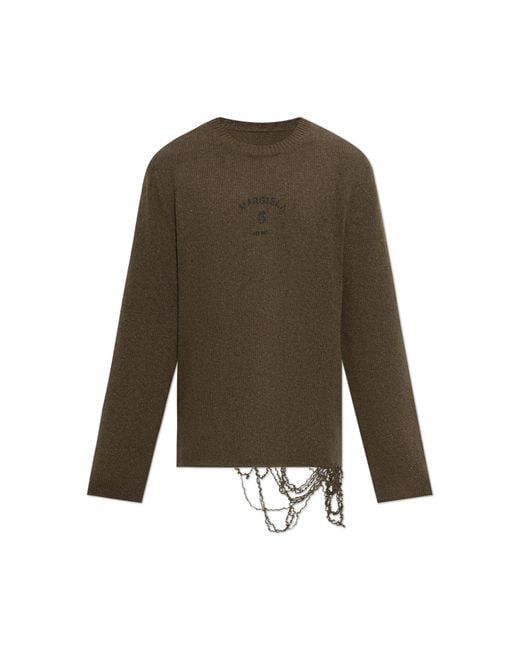 MM6 by Maison Margiela Green Raw-Edge Sweater for men