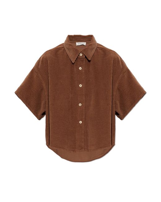 American Vintage Brown Corduroy Short-Sleeve Shirt