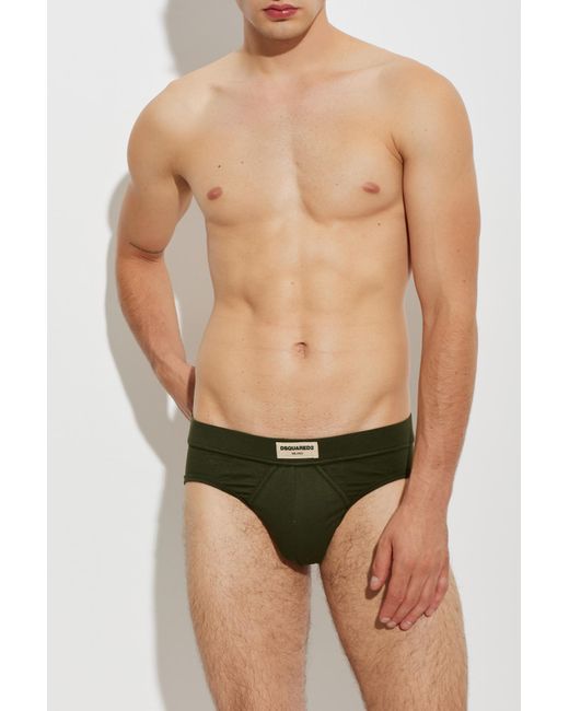 DSquared² Green Briefs With Logo for men