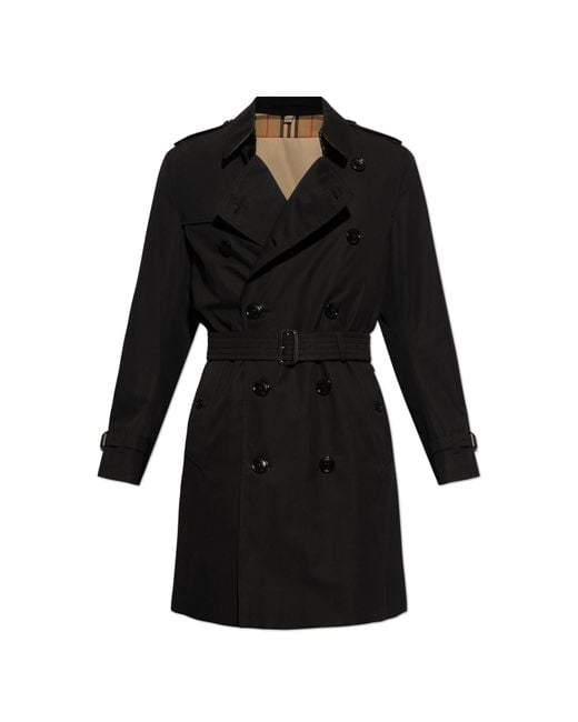 Burberry Black Mid-Length Kensington Heritage Trench Coat for men