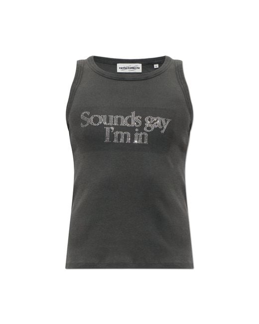 Carne Bollente Black Ribbed Top With Shimmering Sequins for men