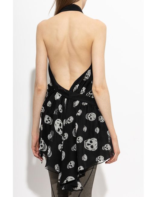 McQueen Black Silk Top With Open Back