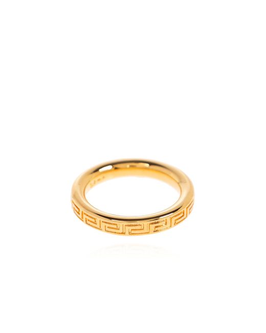 Versace White Ring With Engraved Pattern