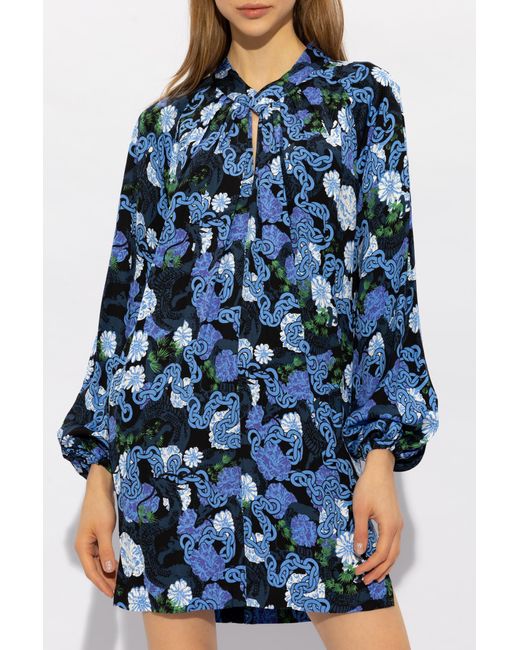 Diane von Furstenberg Blue 'silka' Floral Dress,