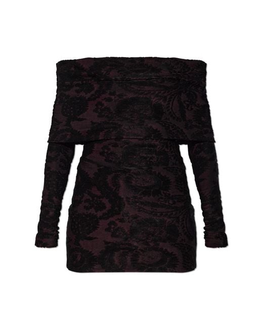 Etro Black Short Off-Shoulder Dress