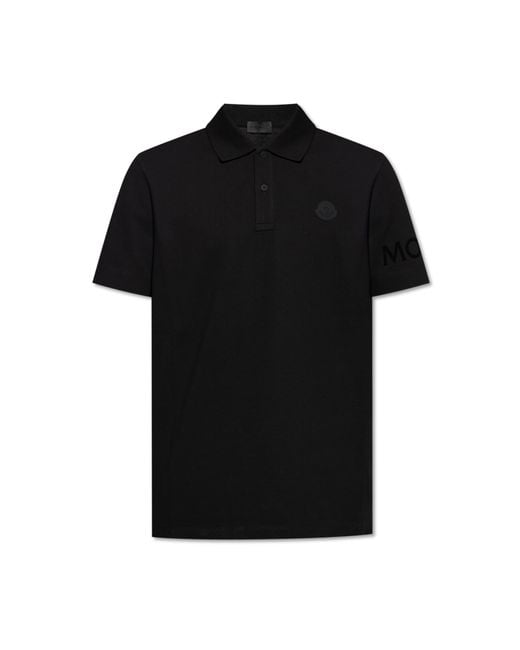 Moncler Black Polo With Logo Patch for men