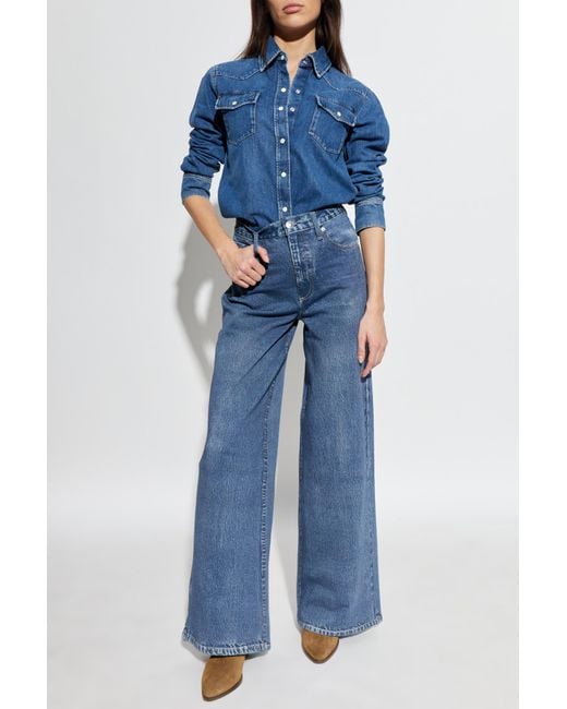FRAME Blue Denim Shirt With Pockets