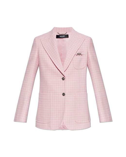 Versace Blue Checked Pattern Blazer