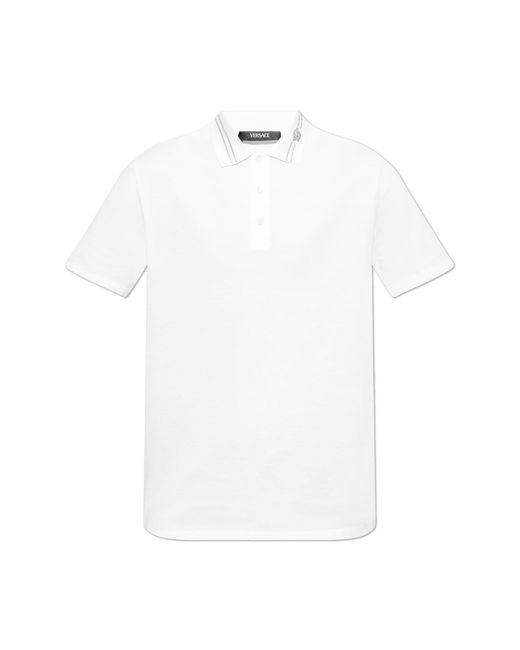 Versace White Polo With Logo for men