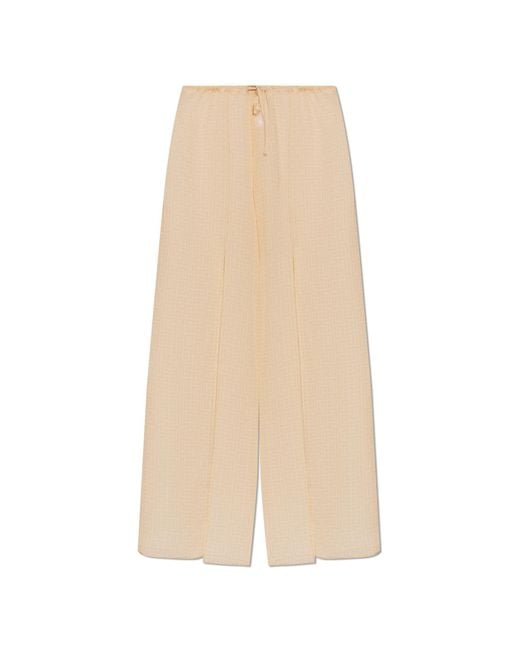 Balmain Natural Silk Beach Trousers With Monogram