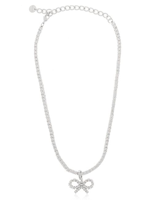 Self-Portrait White Necklace With Shimmering Crystals