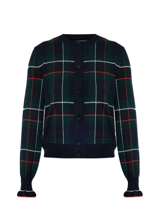 Alexander McQueen Blue Checked Cardigan