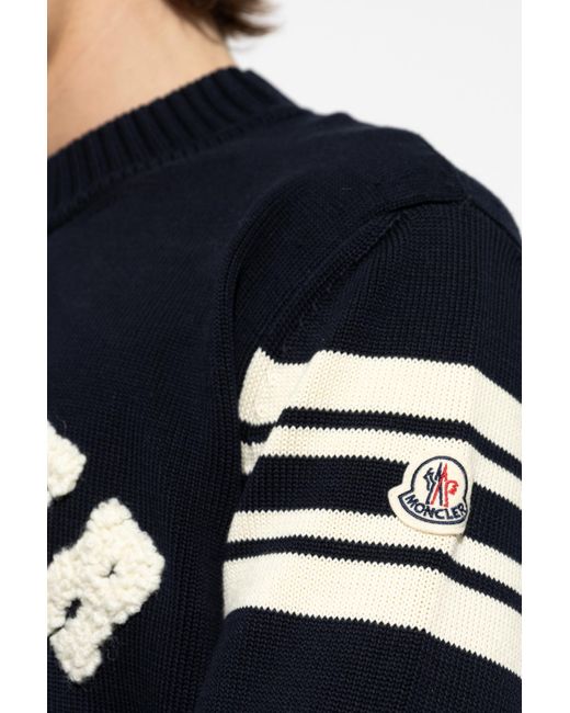 Moncler Blue Sweater With Logo for men