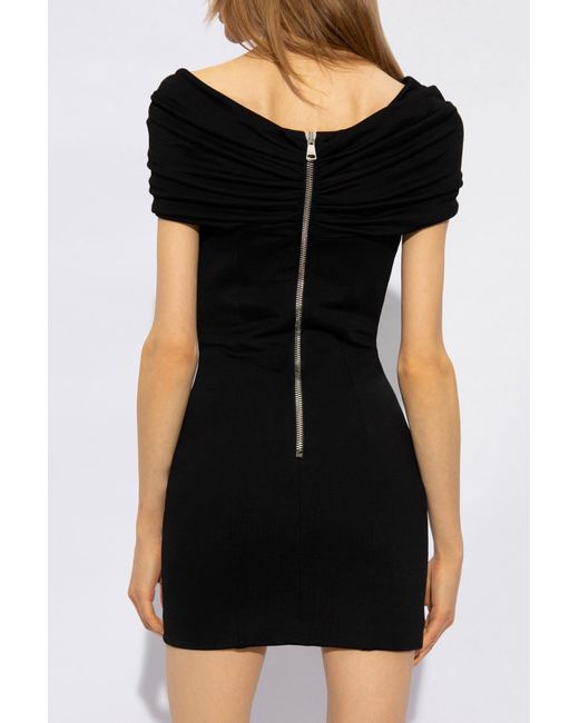 Balmain Black Dress With Draped Neckline,