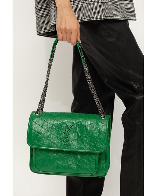 Saint Laurent 'niki Medium' Leather Shoulder Bag in Green Lyst